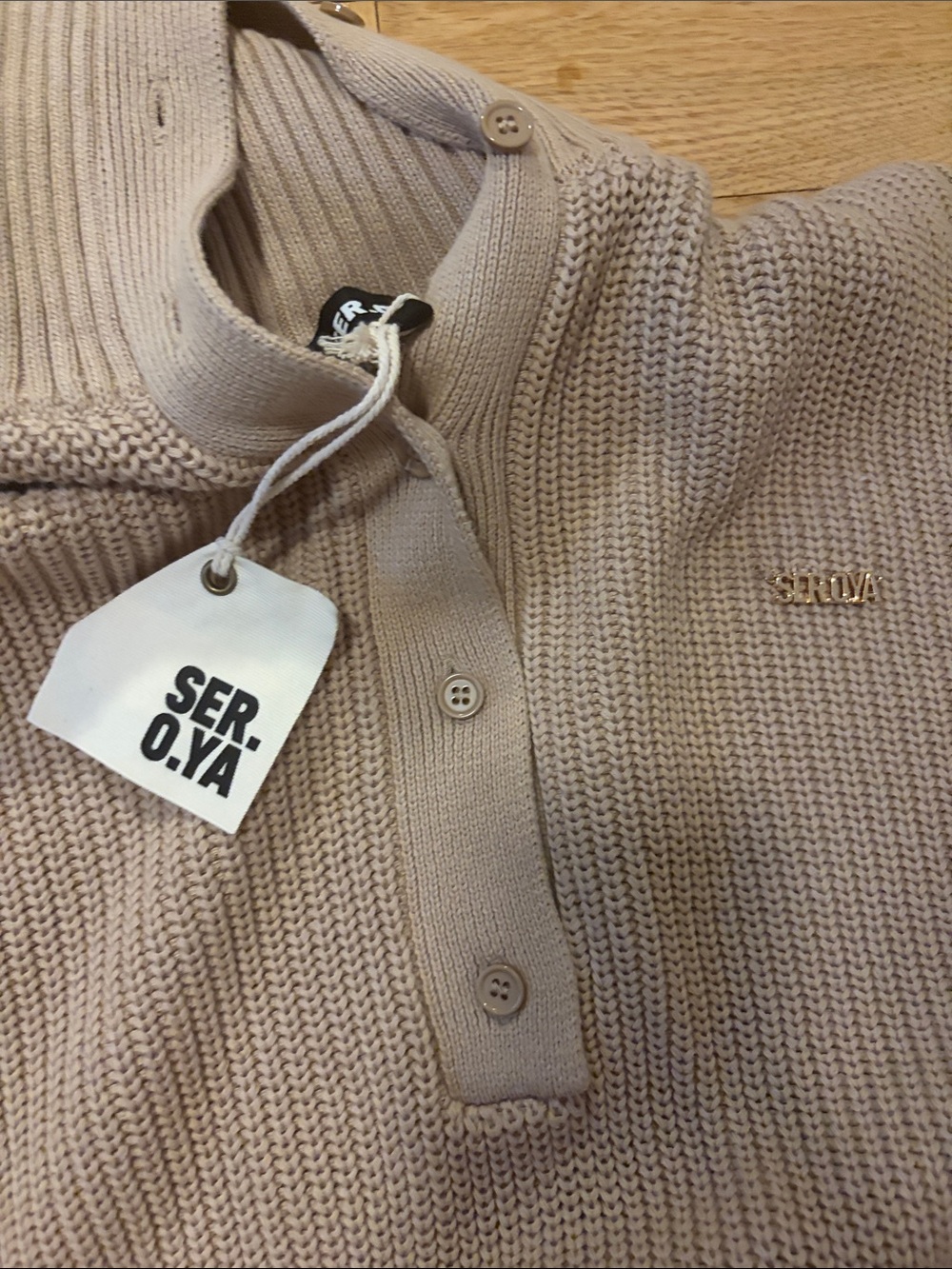 SER.O.YA Beige Ribbed Knit Mini Dress -NWT - Picture 5 of 5